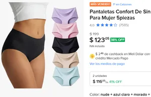 Pantaletas 5piezas