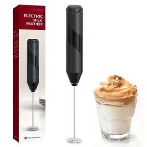 Espumador de Leche Eléctrico Potente, MXHIGO Mini Agitador de Leche con Batidor de Acero Inoxidable, Batidor Manual para Café, Espumado Rápido, Mini Espumador Para Latte Capuchino Matcha
