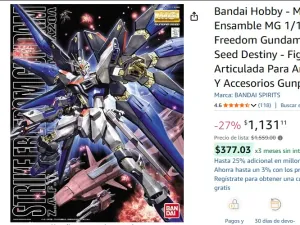 Bandai Hobby - Model Kit De Ensamble MG 1/100 Strike Freedom Gundam - Gundam Seed Destiny - Figura De Acción Articulada Para Armar Con Alas Y Accesorios Gunpla