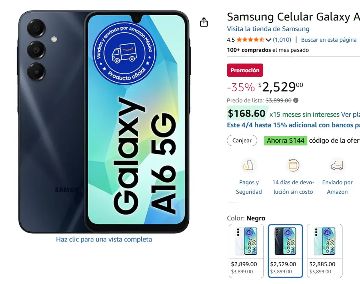Samsung Celular Galaxy A16 Negro 