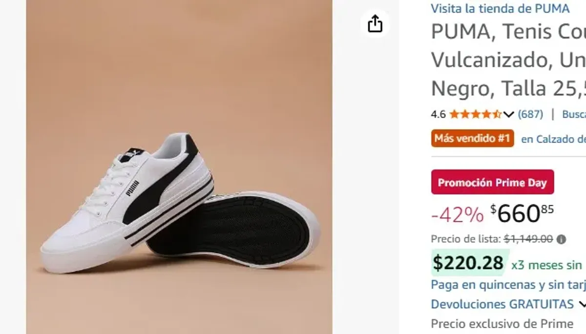 PUMA, Tenis Court Classic Vulcanizado, Unisex, Blanco con Negro, Talla 25,5