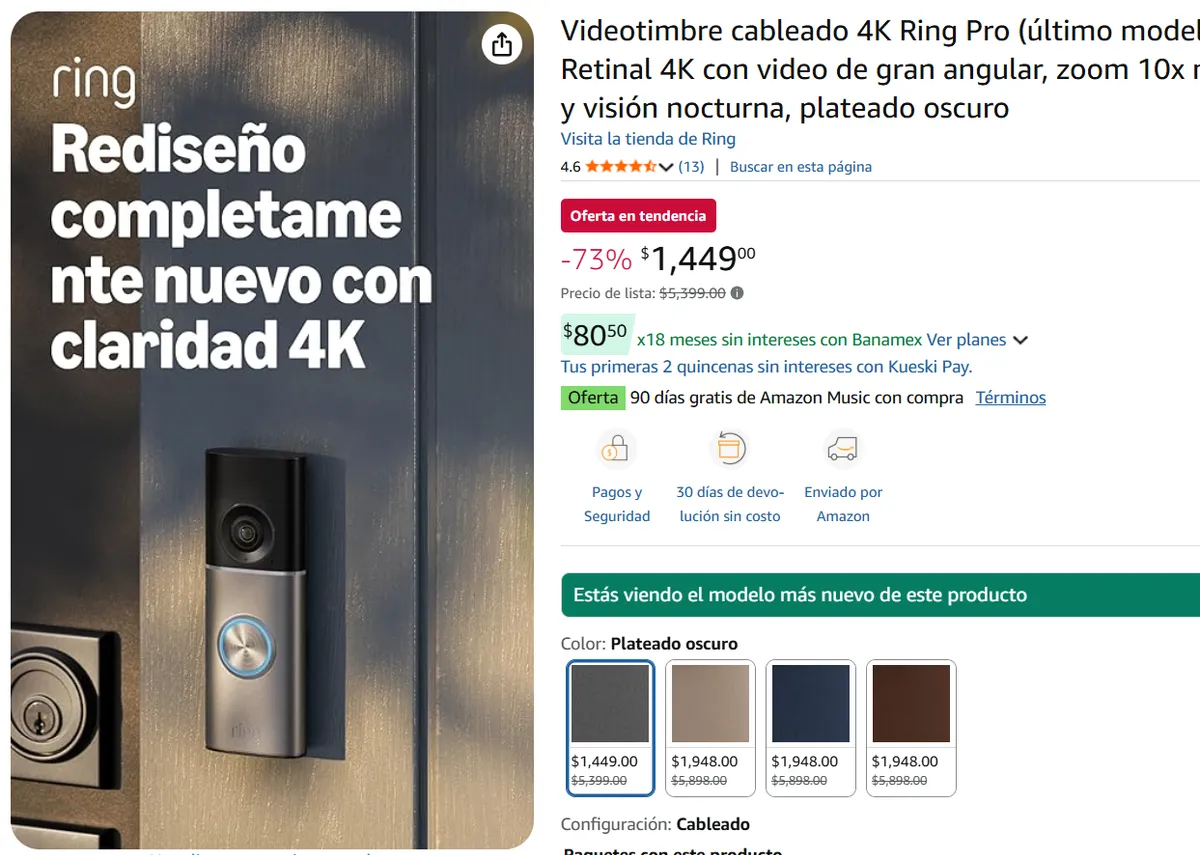 Videotimbre cableado 4K 