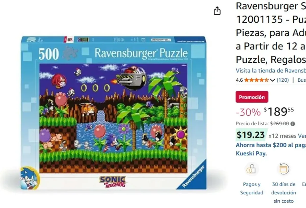 Ravensburger Sonic 12001135 - Puzzle (500 Piezas, para Adultos y niños a Partir de 12 años, Sonic Puzzle, Regalos de Sonic)