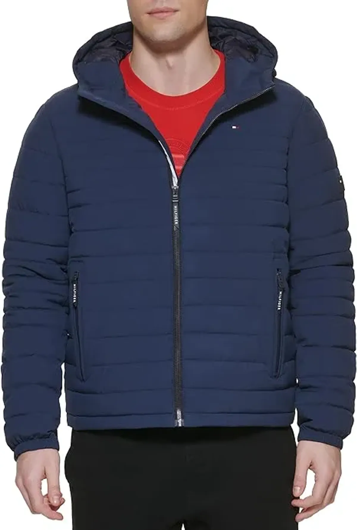 Tommy Hilfiger Men's Stretch Poly Hooded Packable Jacket