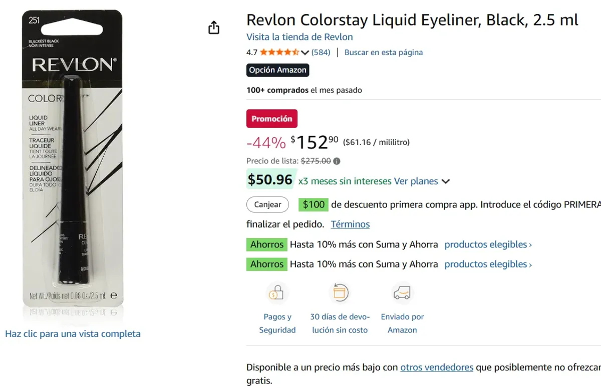 Liquid Eyeliner, Black, 2.5 ml