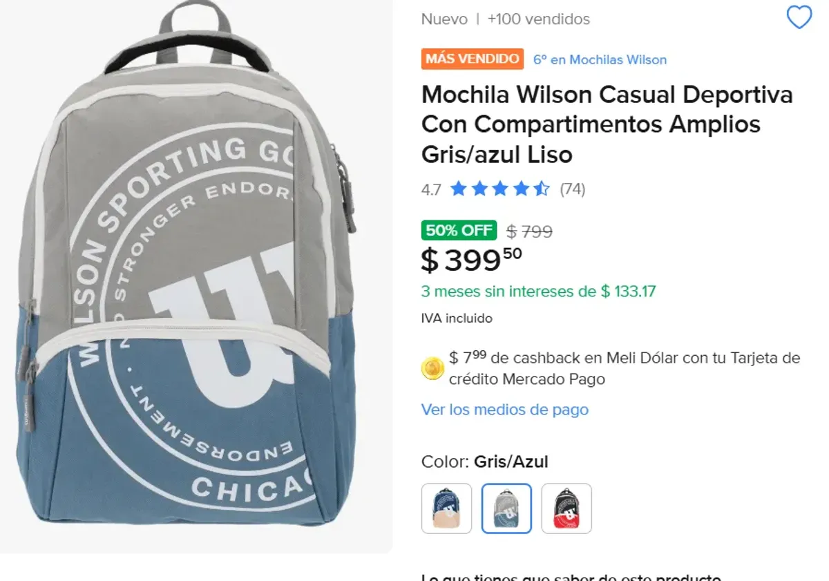 Mochila Wilson Casual Deportiva 
