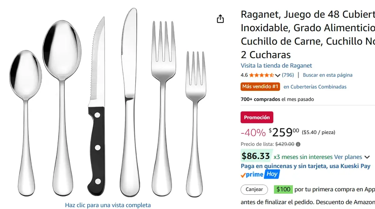 Juego de 48 Cubiertos de Acero Inoxidable