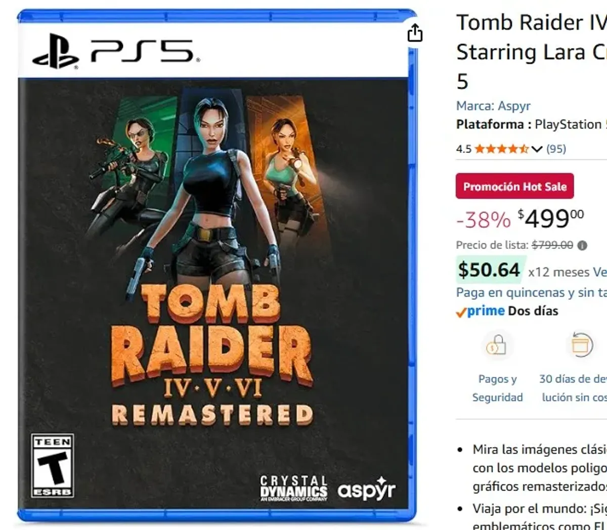 Tomb Raider IV-VI Remastered Starring Lara Croft - Playstation 5