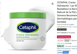 CETAPHIL Crema Hidratante 1 pz 453 g Restablece la Barrera Natural de la Piel en 1 Semana Recomendada por Dermatólogos para Piel Sensible