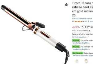 Timco Tenaza risadora de cabello baril extro largo 22 cm gold radian timco trx-25