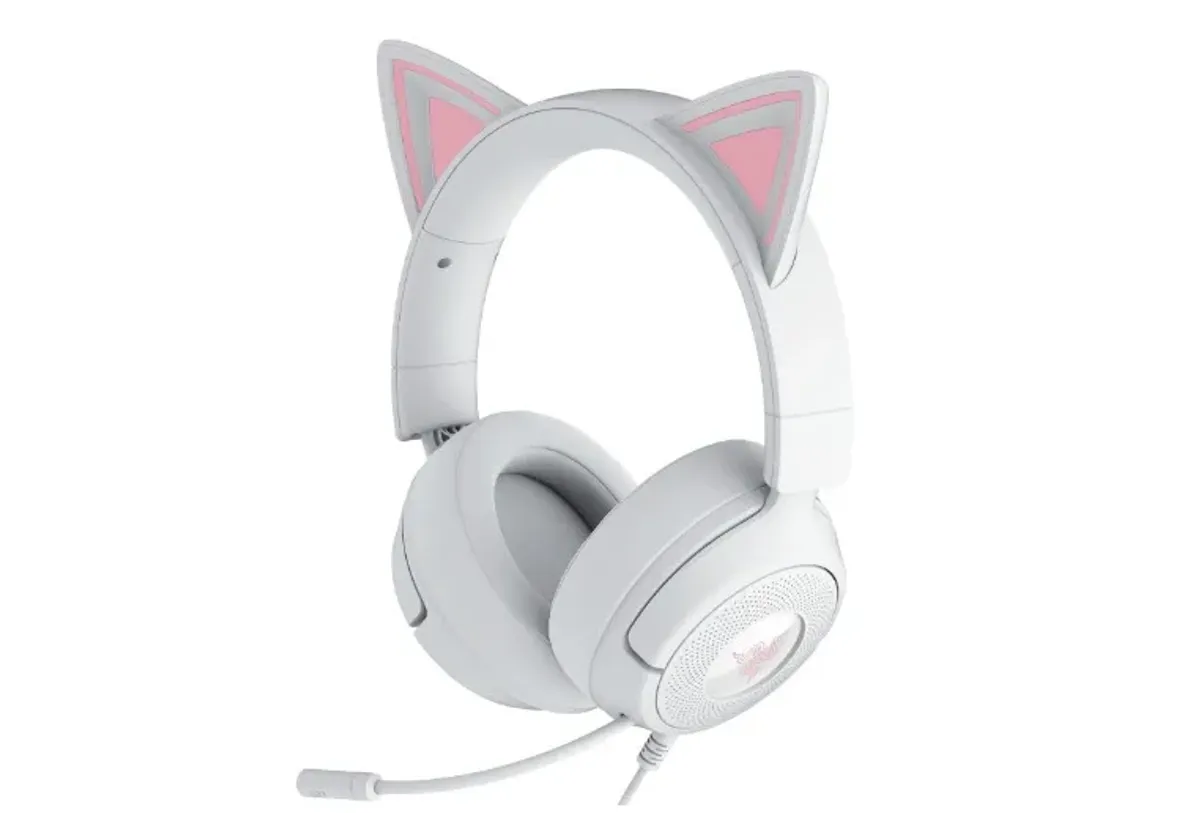 Razer Kraken Kitty V3 X Wired Gaming Headset: Kitty Ears - HyperClear Cardioid Mic - 40 mm Drivers - 7.1 Surround Sound - Comfy Ear Cushions - Cross-Platform Via 3.5mm PC, PS5, Xbox, Switch 2 - White