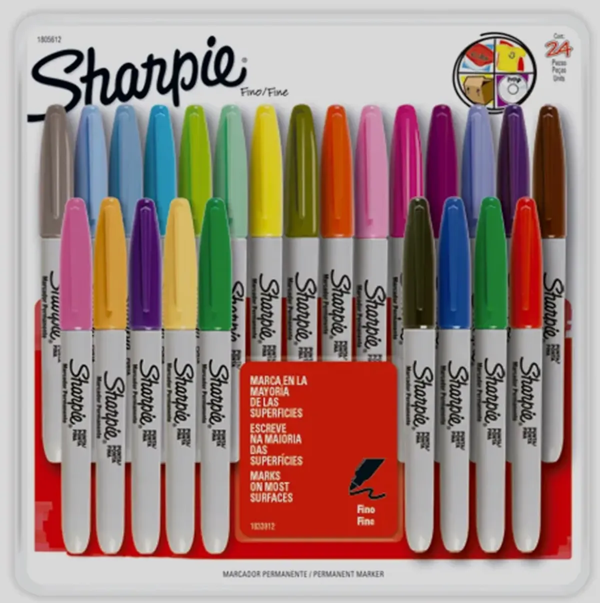 Sharpie 1805612 Marcador Permanente Punto Fino, 24 Colores Surtidos