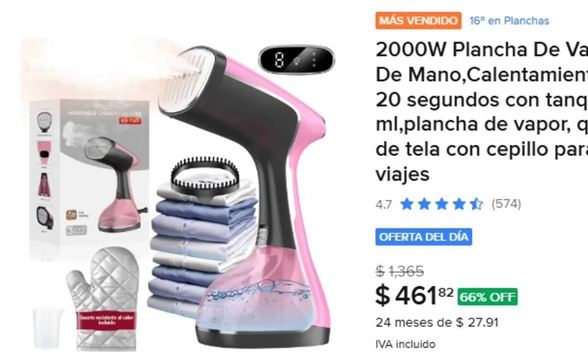 2000W Plancha De Vapor Portátil De Mano,Calentamiento rápido de 20 segundos con tanque de 320 ml,plancha de vapor, quita arrugas de tela con cepillo para el hogar y viajes