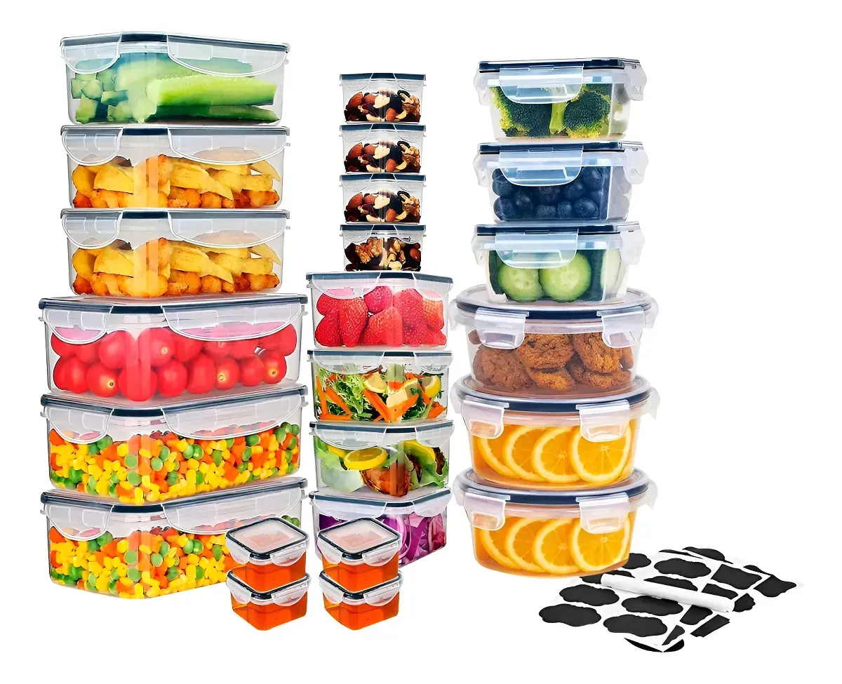 Recipientes 24 Pz Herméticos De Almacenamiento De Cocina Transparente Raganet