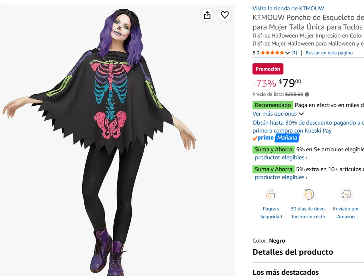Poncho de Esqueleto de Halloween 