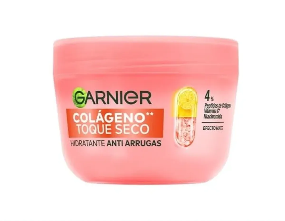 Garnier Hidratante Toque Seco Antiarrugas con Colágeno. Antioleosidad, Hidrata y Promueve la Firmeza de la Piel. Efecto Mate, para todo tipo de piel 85g.