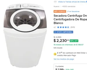 Secadora Centrífuga Oneva Centrifugadora De Ropa 7 Kg Blanco
