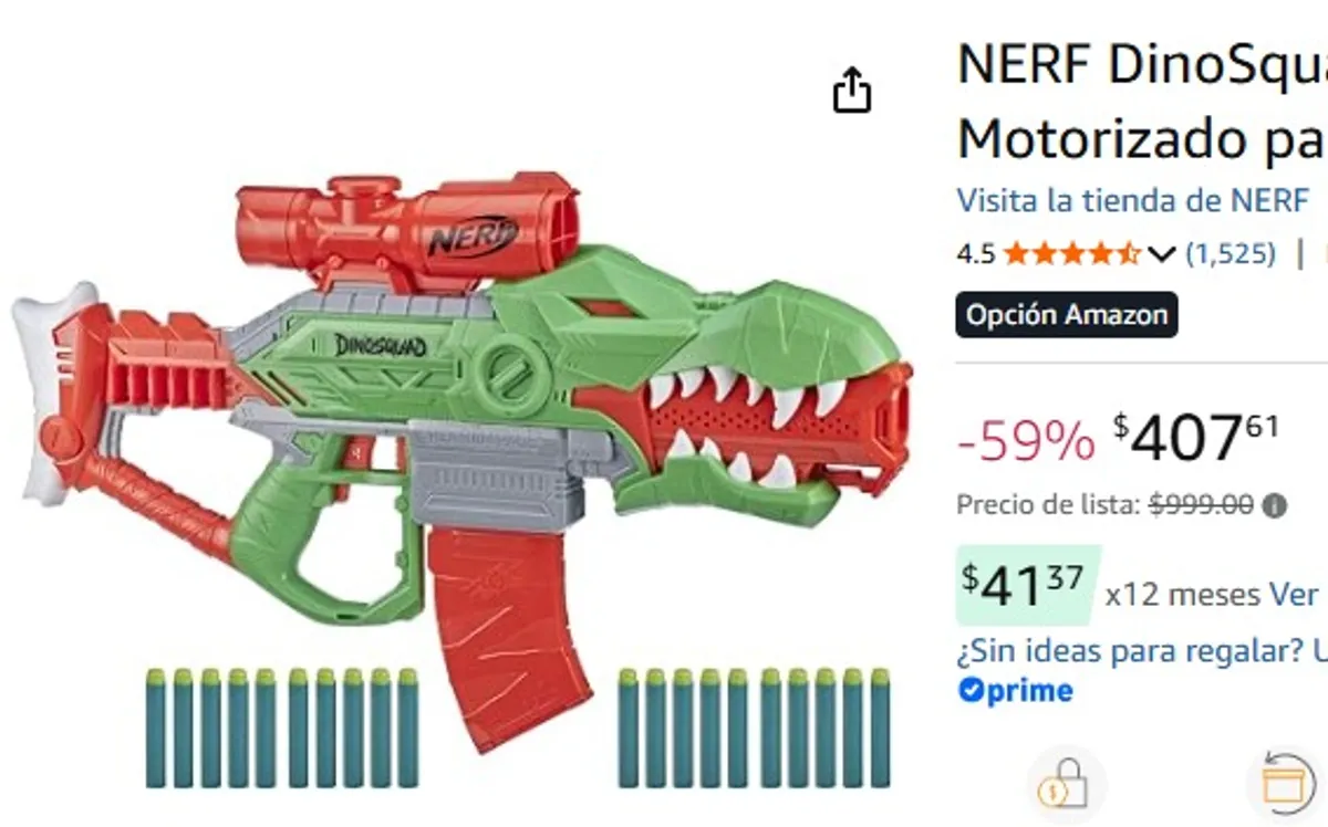 NERF DinoSquad Rex-Rampage Lanzador Motorizado para Niños 8+