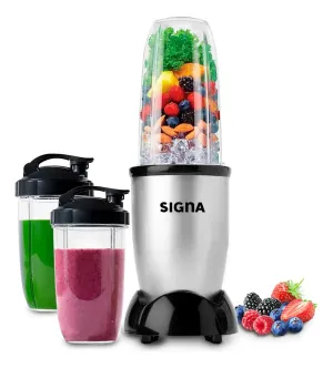Licuadora Procesador Alimentos Profesional 7pz Potente Personal Batidos Frappe Licuados Blender Incluye Accesorios Signa Color Plateado