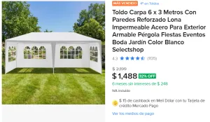 Toldo Carpa 6 x 3 Metros Con Paredes 