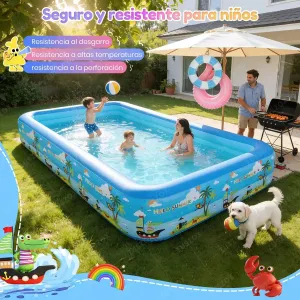 3m Alberca Inflable Grandes Juego Niños Piscina Inflable ZUSZOX, Piscina inflable familiar grande de tamaño completo, piscinas inflables duraderas y espesadas para exteriores, jardín y patio