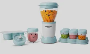 NutriBullet NBY-50100 - Sistema completo para hacer alimentos, 32 onzas, blanco, azul, transparente