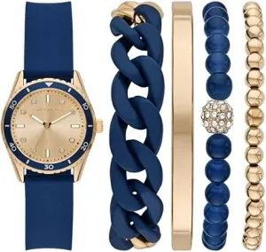 Skechers Set reloj y pulseras sets sr9114 de silicona en color azul para dama