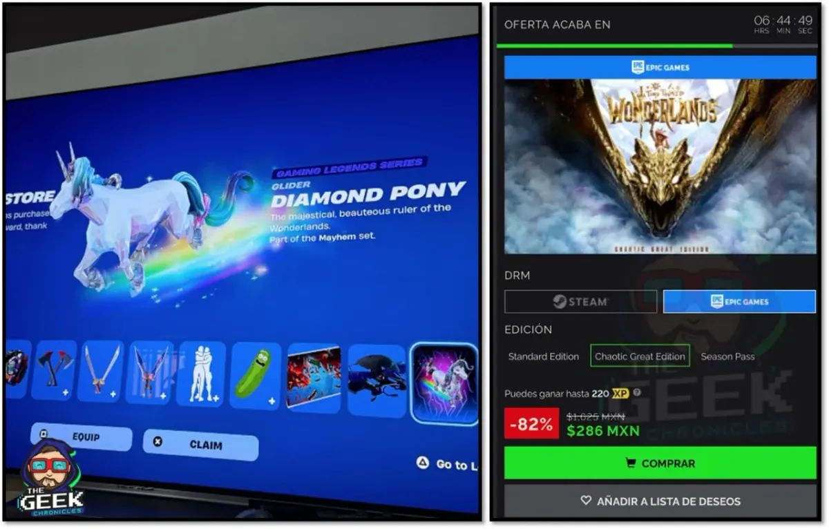 GLIDER DIAMOND PONY PARA FORTNITE Y TINY TINA WONDERLAND CHAOTIC EDITION EN $280!!