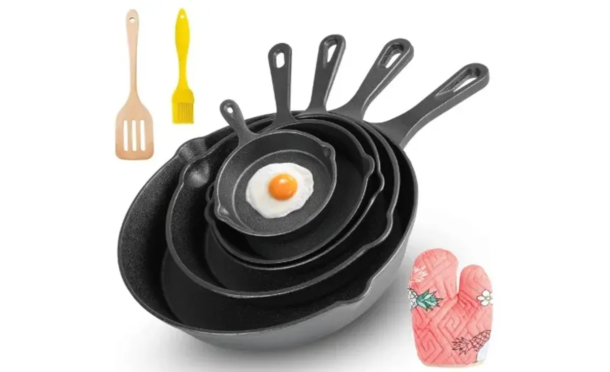 Sartenes de Hierro Fundido, Sartenes Antiadherentes, Juego de 5 Sartenes Antiadherentes Freír, Multifuncional Sarten Hierro Fundido, 5 Piece Chef Set - 10cm, 14cm, 16cm, 20cm, 26cm