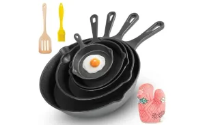 Sartenes de Hierro Fundido, Sartenes Antiadherentes, Juego de 5 Sartenes Antiadherentes Freír, Multifuncional Sarten Hierro Fundido, 5 Piece Chef Set - 10cm, 14cm, 16cm, 20cm, 26cm