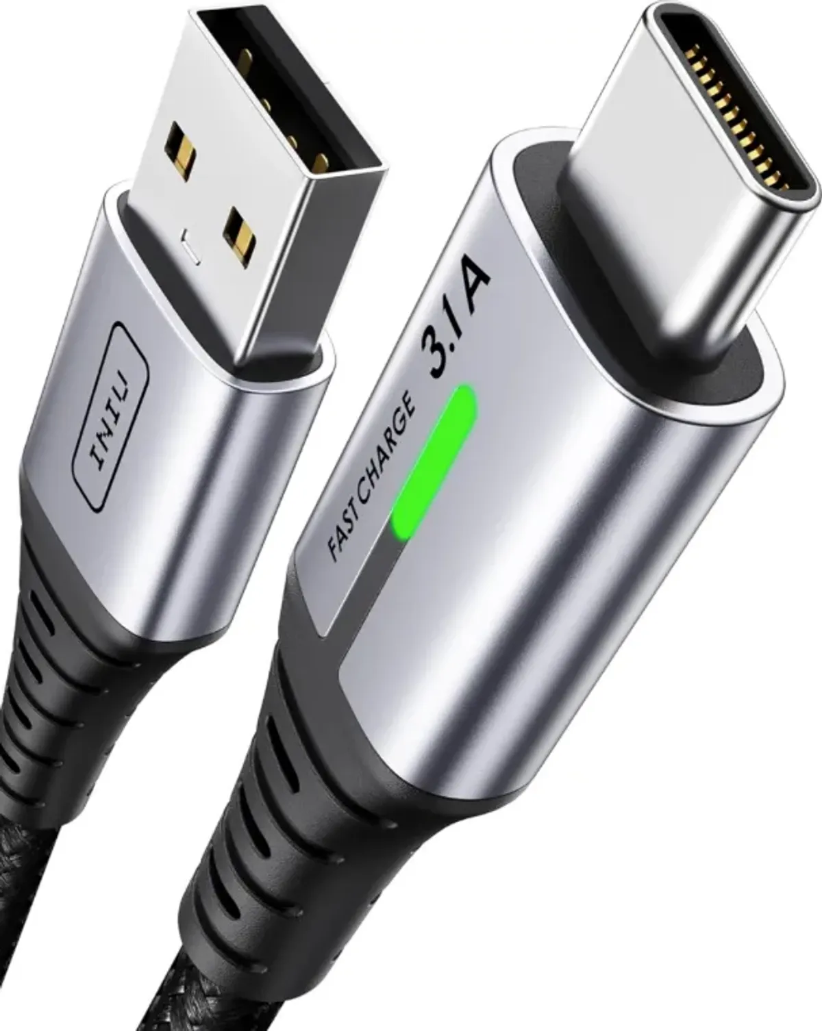 INIU Cable USB C, Cable Tipo C Carga Rápida [2m/3.1A], Nylon QC 3.0 Cable USB-C a USB A para iPhone 16 15 Samsung S23 S22 S21 S20 S10 Note 20 Xiaomi Note 11 Huawei P30 Google Pixel 7 Pro Switch PS5