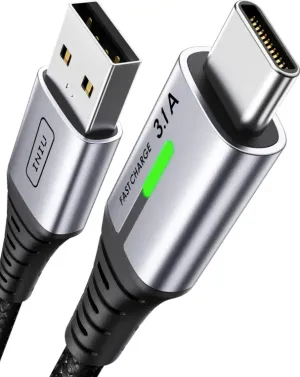 INIU Cable USB C, Cable Tipo C Carga Rápida [2m/3.1A], Nylon QC 3.0 Cable USB-C a USB A para iPhone 16 15 Samsung S23 S22 S21 S20 S10 Note 20 Xiaomi Note 11 Huawei P30 Google Pixel 7 Pro Switch PS5