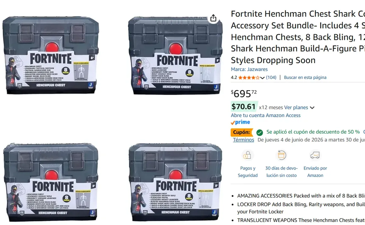 PACK DE 4 COFRES HENCHMAN DE ACCESORIOS FORTNITE ESCALA 4"