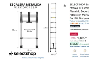 Escalera Telescópica de 3.8 Metros 10 Escalones 