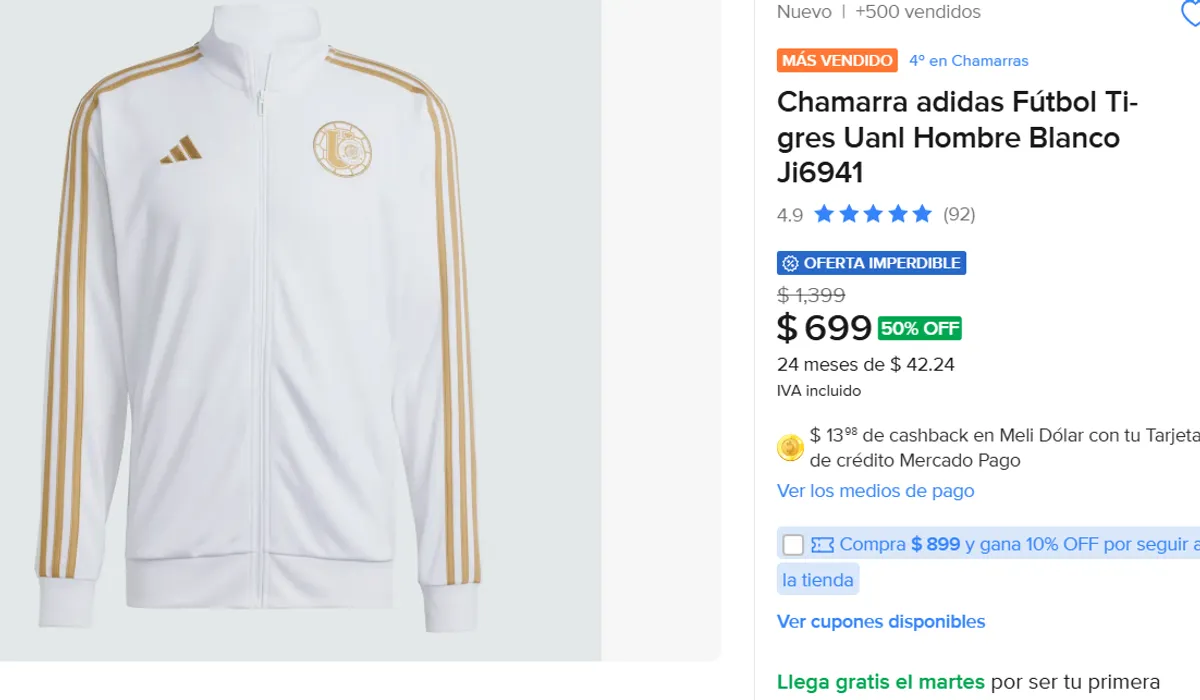 Chamarra adidas Fútbol Tigres 