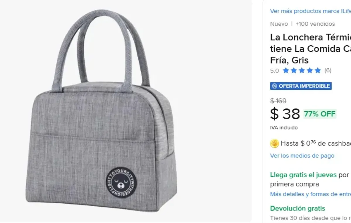 La Lonchera Térmica Mantiene La Comida Caliente Y Fría, Gris