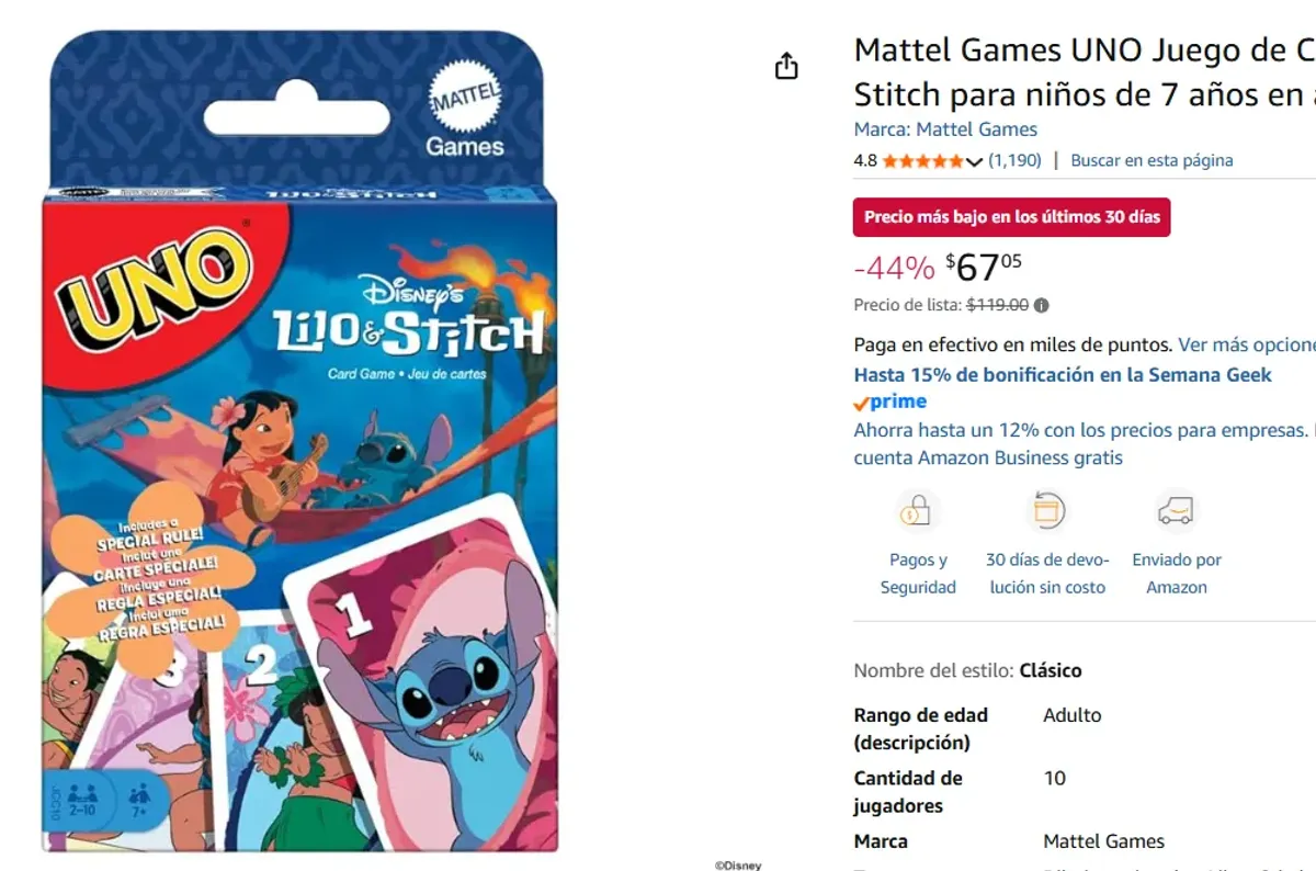 UNO EDICIÓN LILO Y STITCH