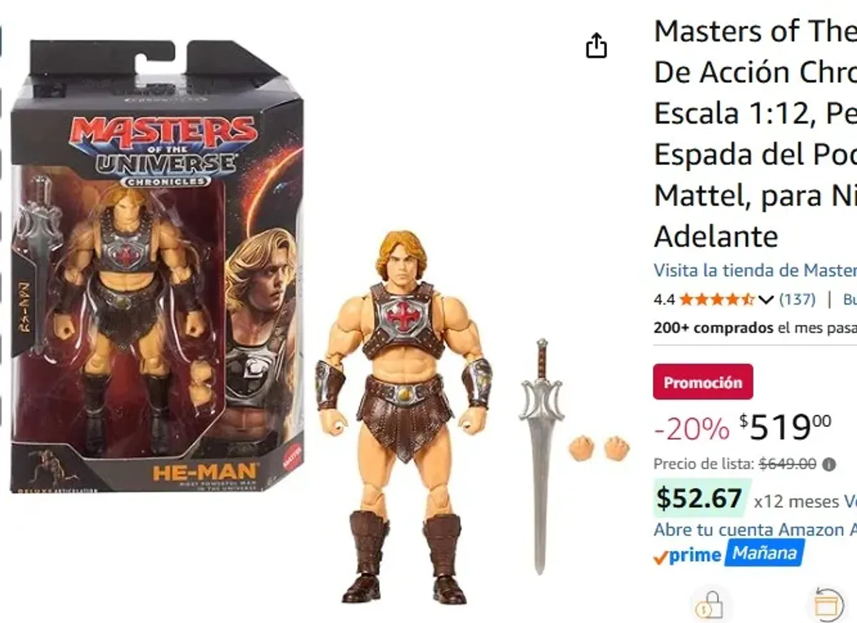 Masters of The Universe, Figura De Acción Chronicles He-Man, Escala 1:12, Película 2026, Espada del Poder, Articulada, Mattel, para Niños De 6 Años En Adelante