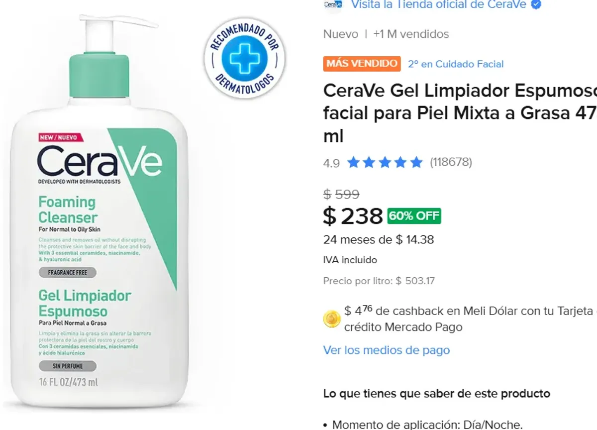 Gel Limpiador Espumoso facial 