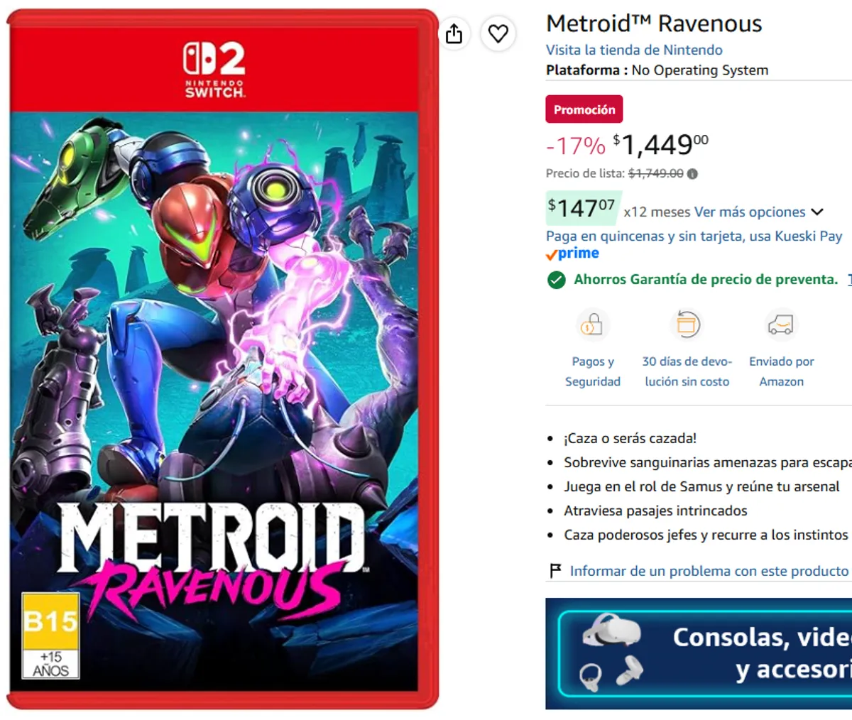 PREVENTA METROID RAVENOUS