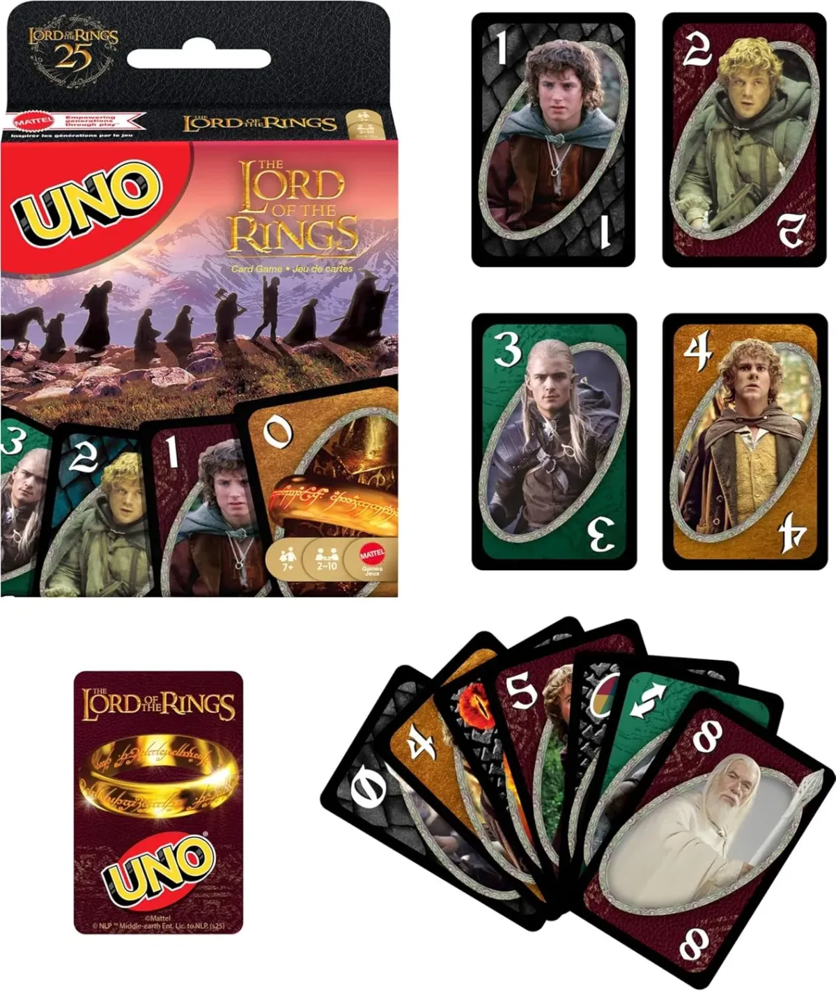 UNO Juego De Cartas Señor De Los Anillos, Edición Especial Mattel Inspirada En La Saga LOTR, para Niños De 7 Años En Adelante