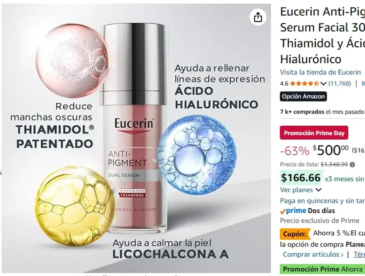 Eucerin Anti-Pigment Dual Serum Facial 30 ml Con Thiamidol y Ácido Hialurónico