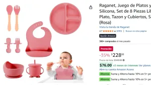 Juego de Platos y Cubiertos para Bebé 8 Piezas 