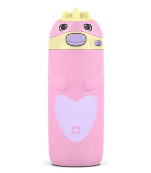 Ello Ellies Botella de agua de acero inoxidable aislada al aspiradora de 12 onzas con popote y asa de transporte integrada y tapa de bloqueo a prueba de fugas para mochila escolar, lonchera y deportes