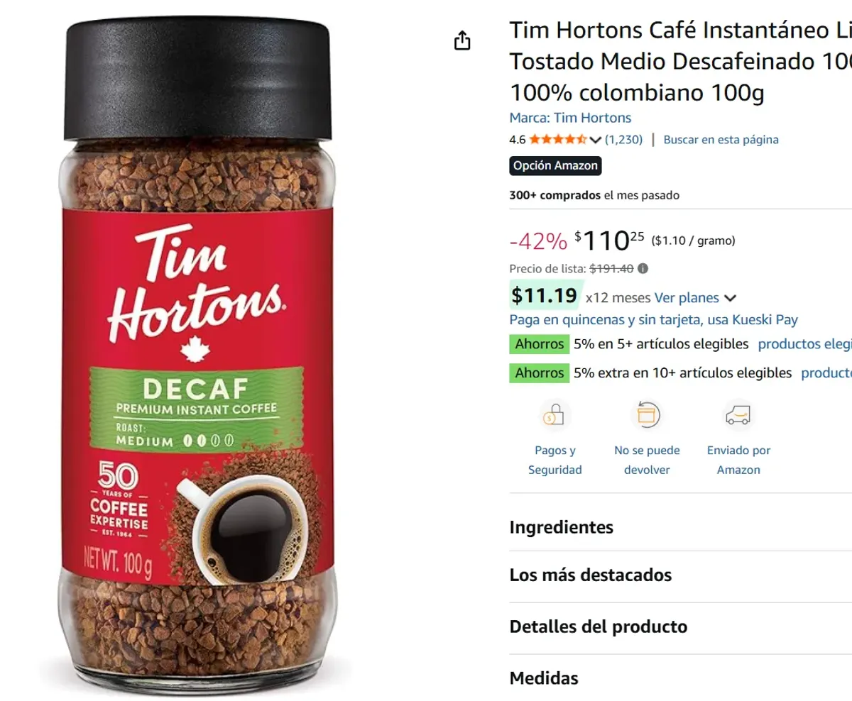 Café Instantáneo Tostado Medio 100g
