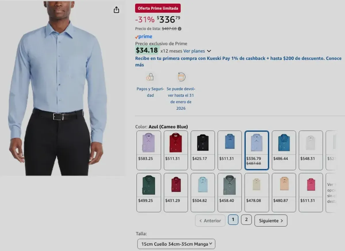 CON PRIME - Van Heusen Camisa de vestir, ajuste regular, para hombre