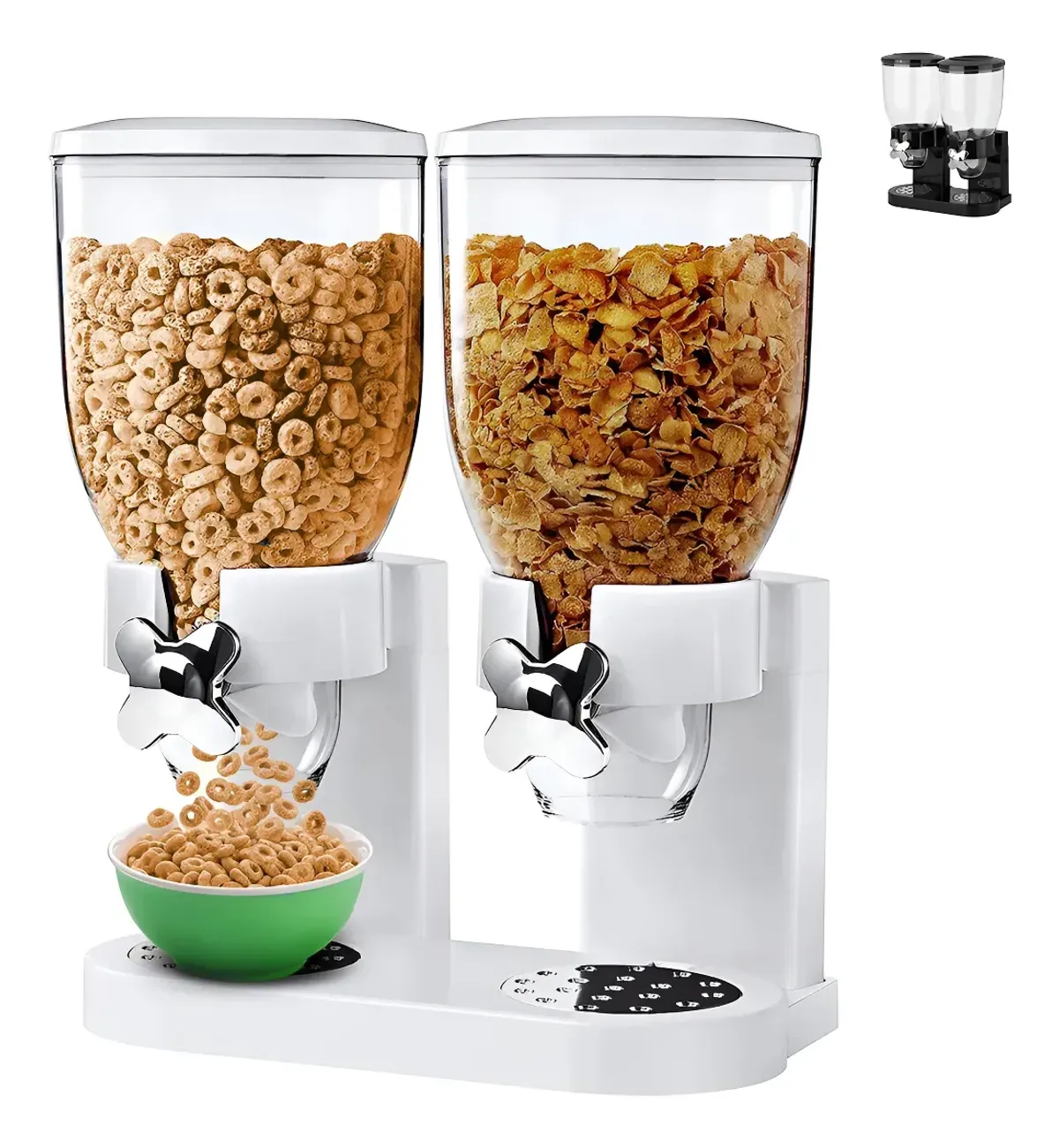 Dispensador De Cereal Despachador Doble Alimentos Y Semillas Color Blanco