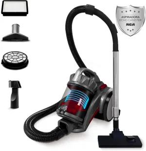 RCA Aspiradora Canister Echo RC-A2, Regulador de Succión, Filtro HEPA, Capacidad 2 L Extraíble, Ideal para Mascotas y Polvo, Accesorios Incluidos, Hogar y Alfombras, Cable de 5 m, Ligera y Portátil