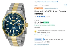 POR SI ANDAS BUSCANDO UN BUEN RELOJ!!! DE $5900 A SOLO $1499!!!! Reloj Invicta    