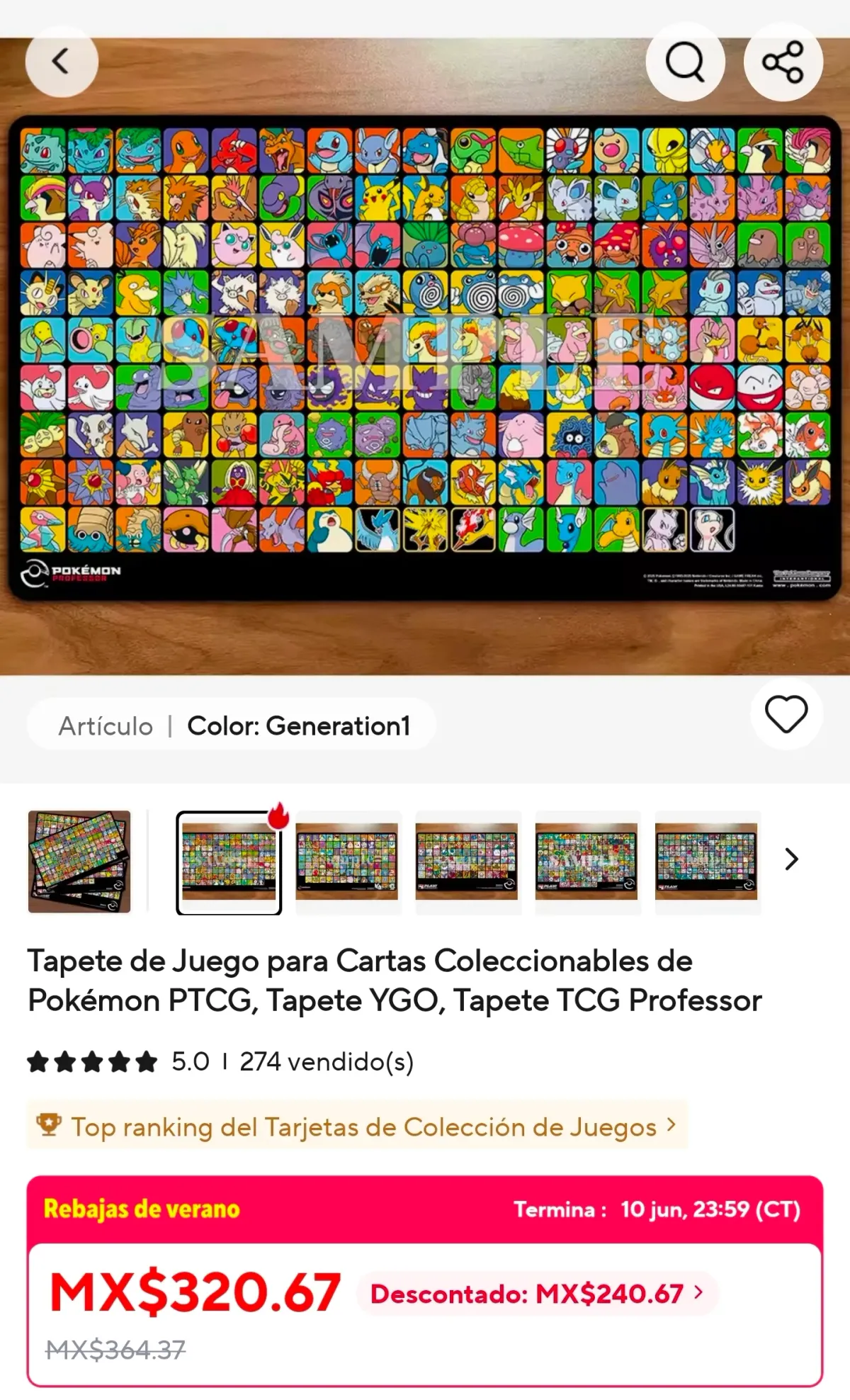 PLAYMATS DE GENERACIONES DE POKÉMON